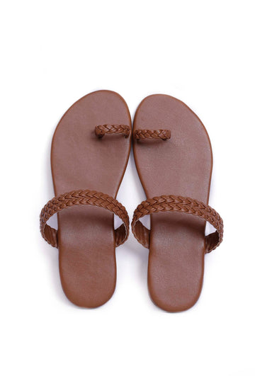 Caramel Brown Knotted Cruelty Free Leather Sandals